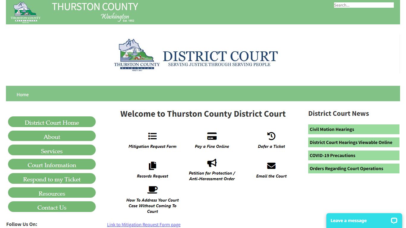 Thurston County | District Court | Home